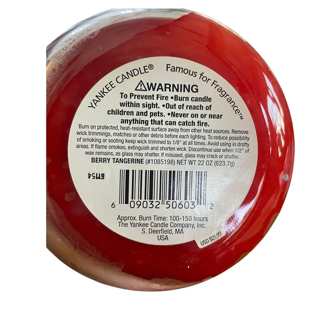 Retired Yankee Candle Berry Tangerine Large Jar Housewarmer Scented Candle 22 oz